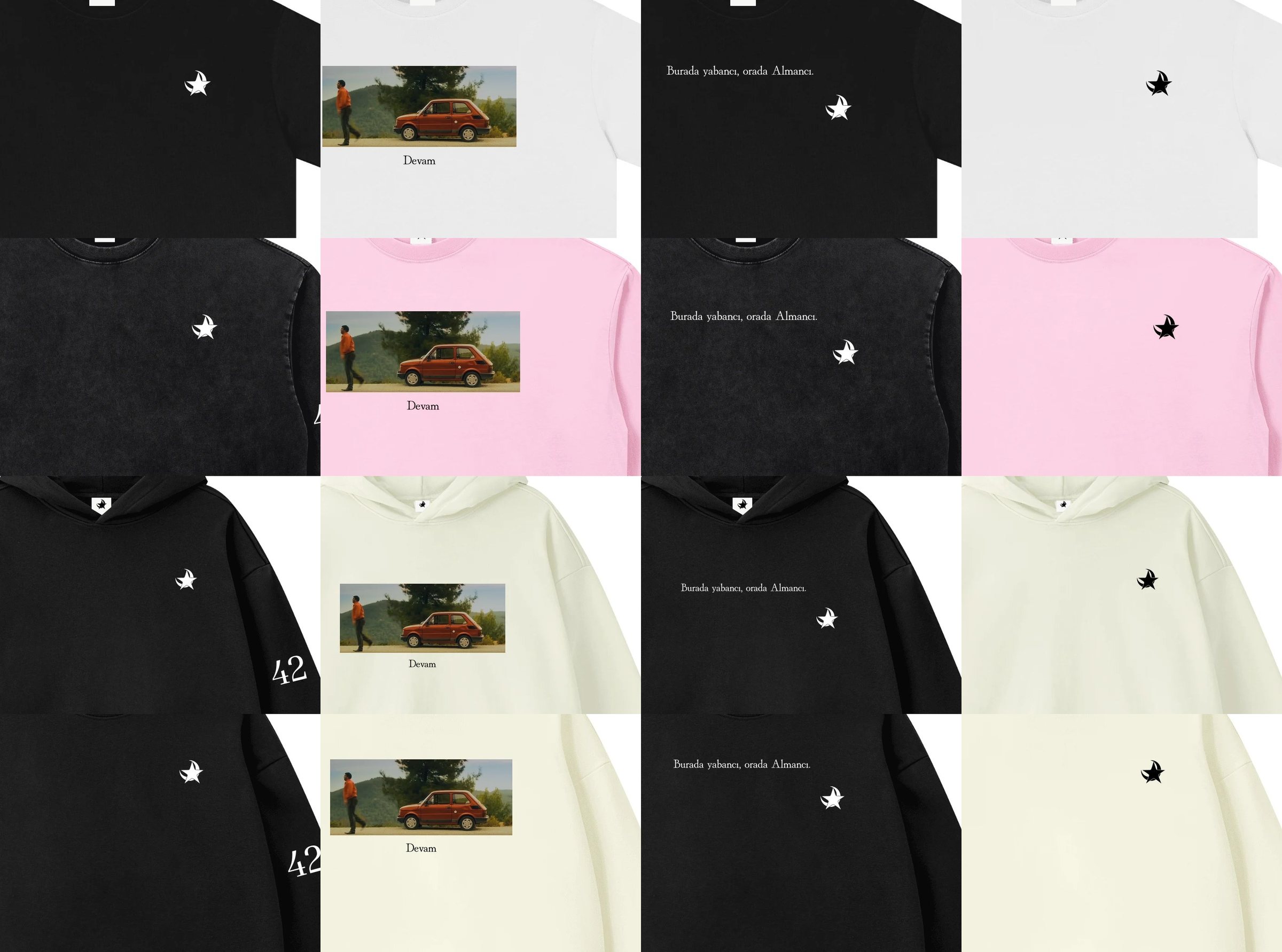 Raster van gegenereerde productbeelden in verschillende kleuren